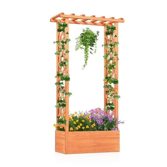 Medinis Gėlių Vazonas Pakeliama Lysvė Su Pergola Pavėsine Iš Eglės Medienos
