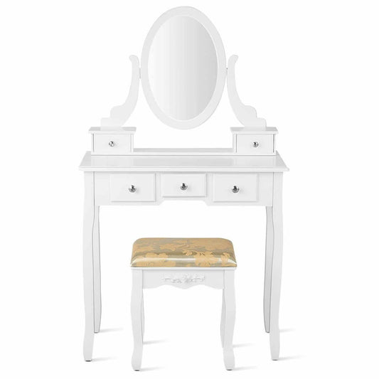Kosmetinis Staliukas Su Balta Minkšta Kėdute 80 x 40 x 136 cm