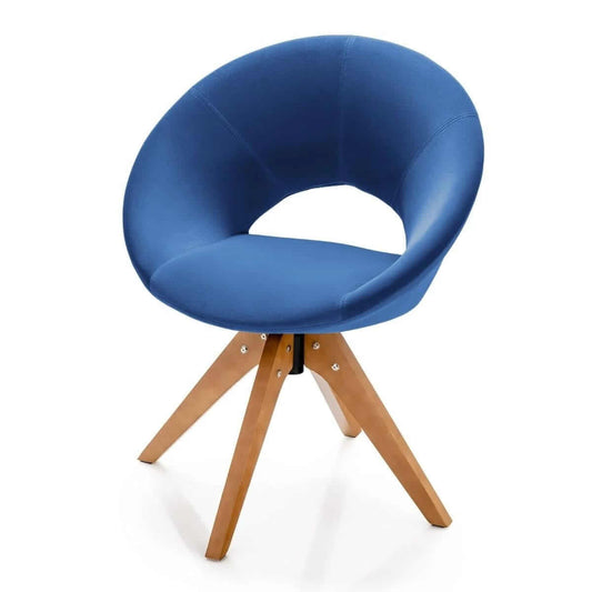 Minkšta Pasukama Medinė Kėdė Fotelis Mėlynas Veliūras, Medis 67,5 x 55,5 x 82,5 cm