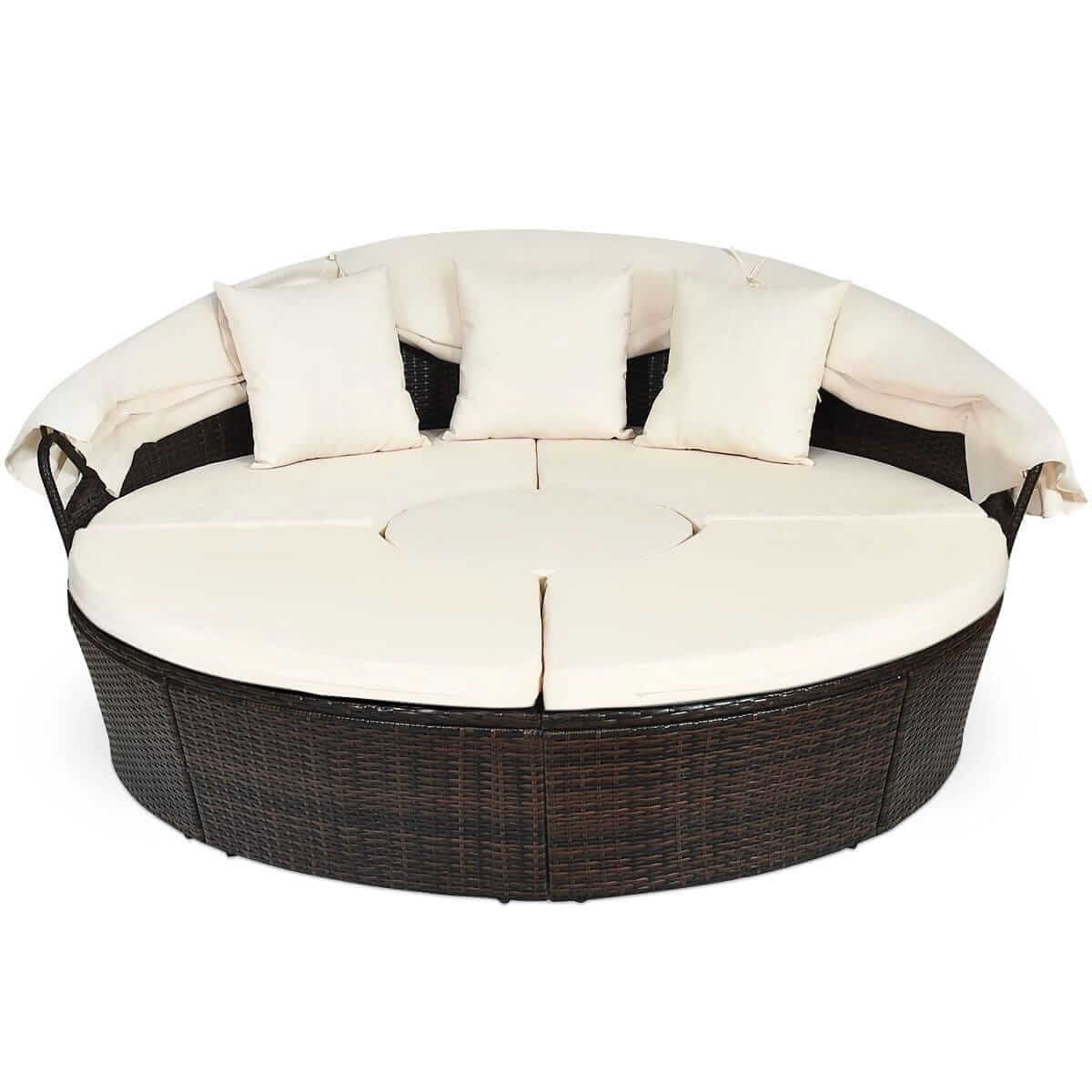 Modulinis Sodo Baldas Apvali Sofa Fotelis Su Stalu Ir Stogeliu 192 × 177 × 146 cm
