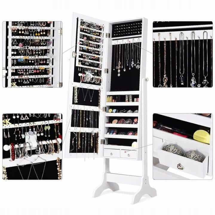 Jewelry And Accessories Cabinet With Mirror 156 × 37 × 46 cm