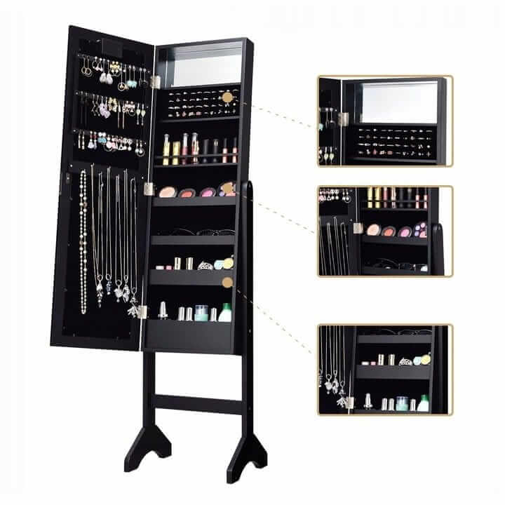 Jewelry Cabinet With Mirror And LED Lighting 145 × 31.5 × 35 cm