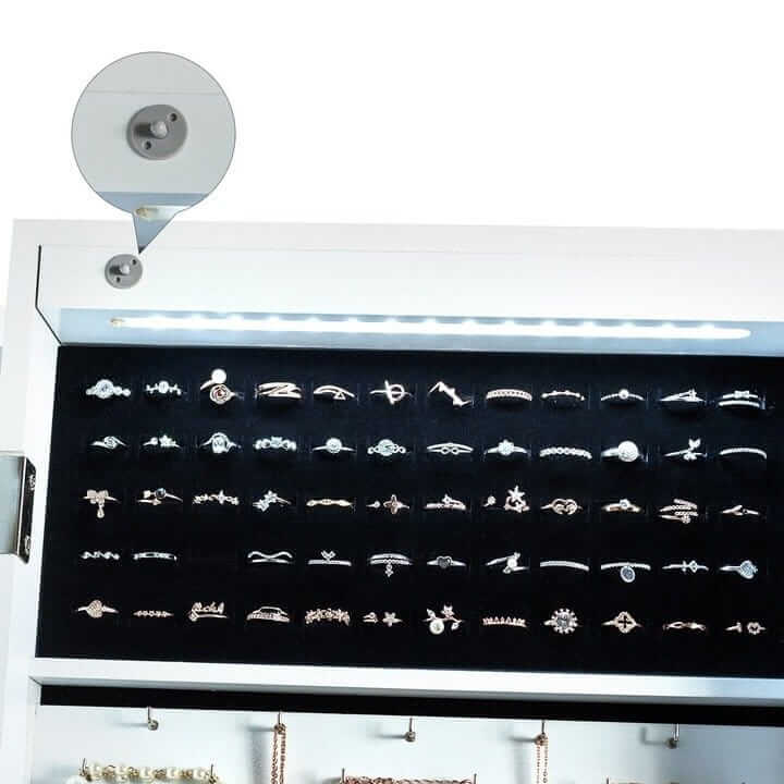 Papuošalų Spintelė Su Veidrodžiu Ir LED Apšvietimu 153 × 37 × 39 cm