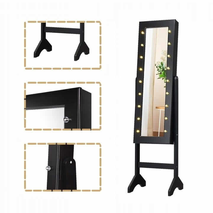 Jewelry Cabinet With Mirror And LED Lighting 145 × 31.5 × 35 cm