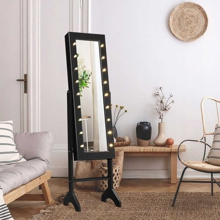 Jewelry Cabinet With Mirror And LED Lighting 145 × 31.5 × 35 cm