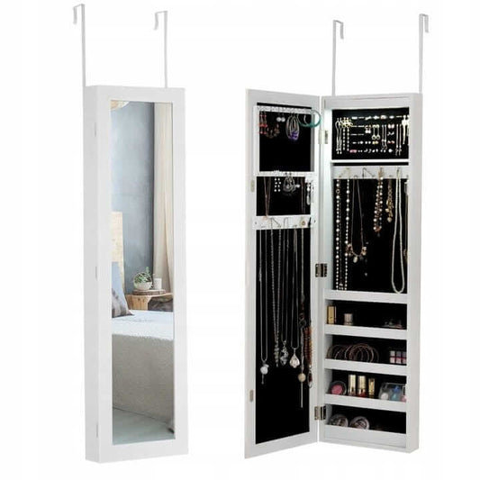 Jewelry Cabinet With Mirror And LED Lighting 129.5 × 30 × 8.5 cm