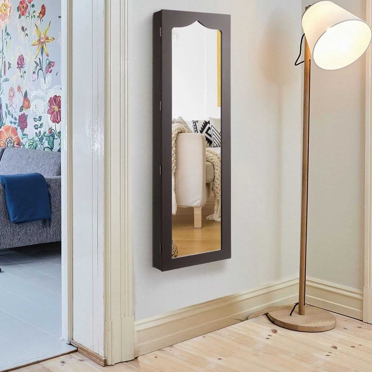 Papuošalų Spintelė Su Stalčiais Veidrodžiu Ir LED Apšvietimu 120 × 36,5 × 11,5 cm