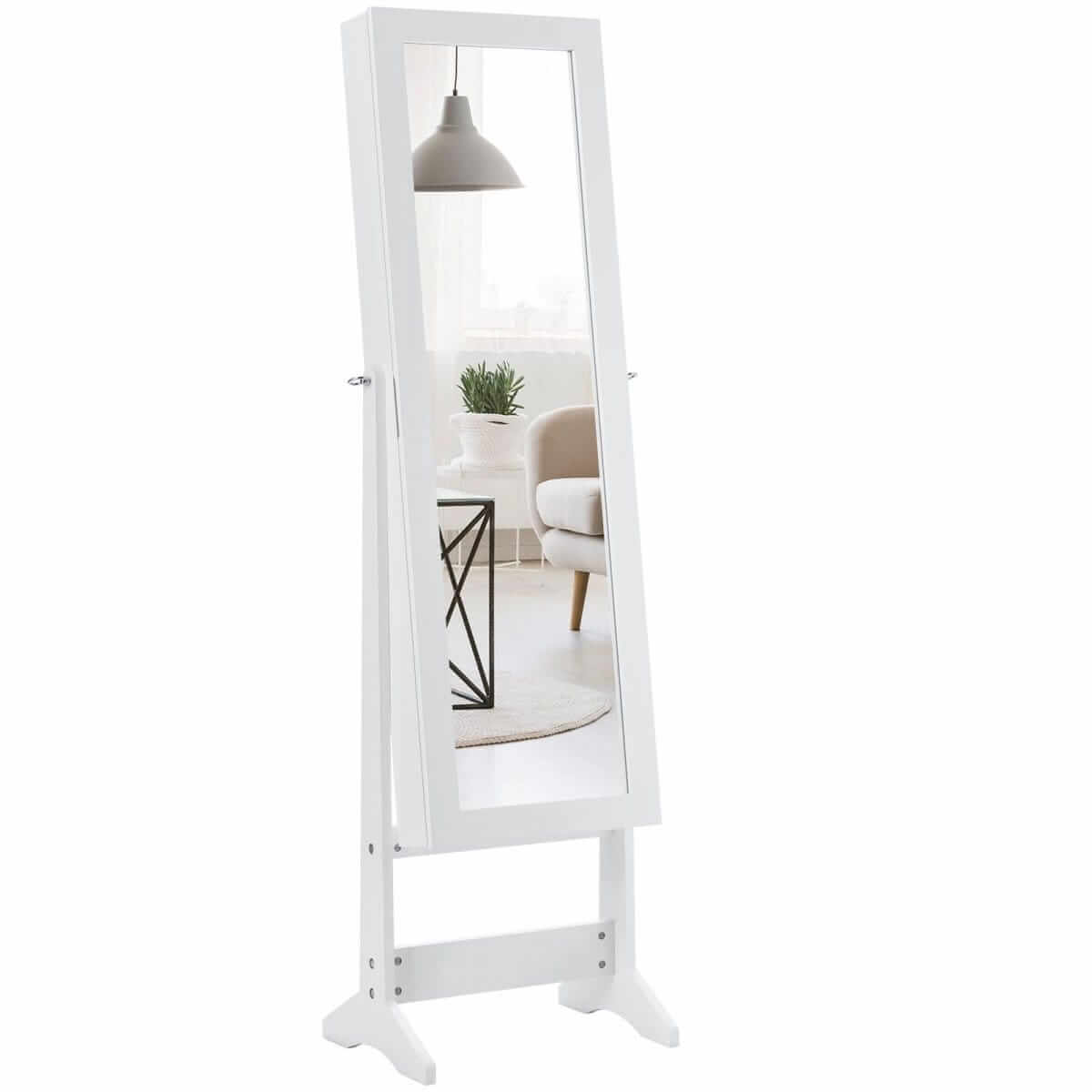 Jewelry Cabinet With Large Mirror White 144 × 35 × 30 cm