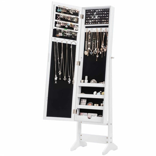 Jewelry Cabinet With Large Mirror White 144 × 35 × 30 cm