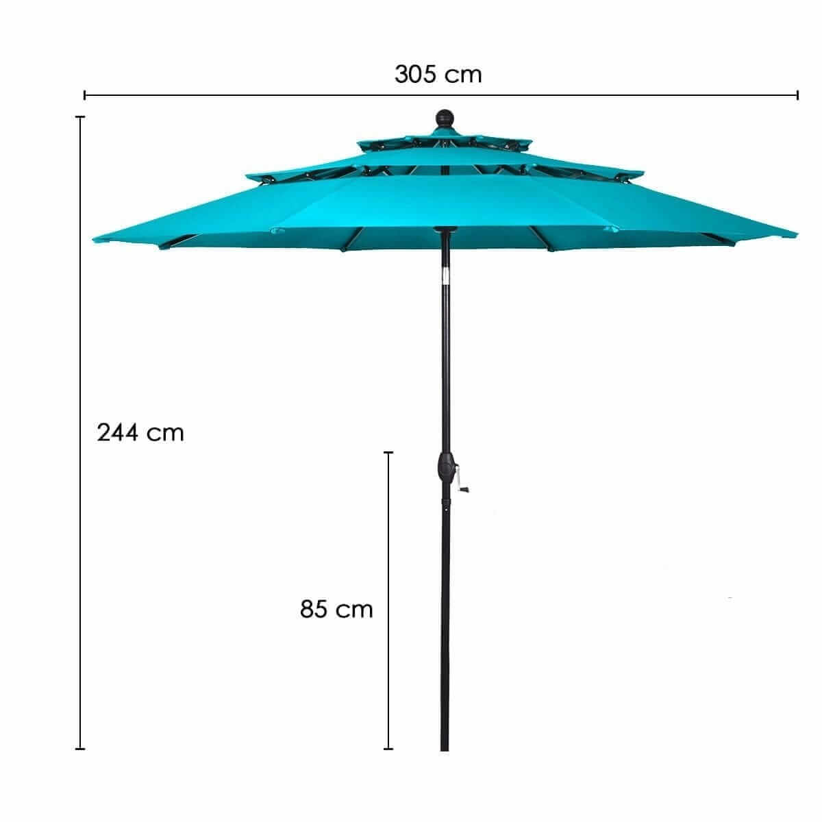 Sodo skėtis su ventiliacijos sistema 305 x 244 cm mėlynos spalvos