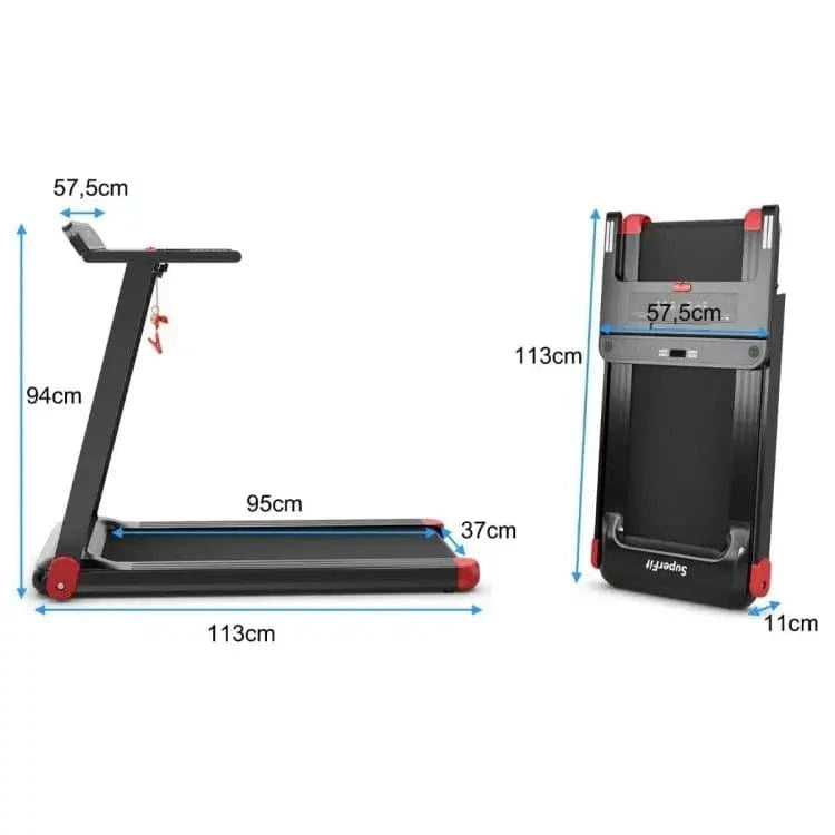 Sulankstomas Elektrinis Bėgimo Takelis Namuose Su Bluetooth Ir LED Raudona