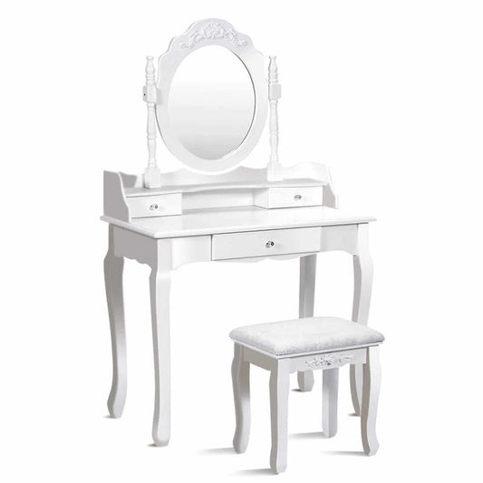 Vanity Table With 360° Rotatable Mirror And Chair 75 X 40 X 145 cm
